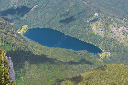 Close up of the Vorderer Langbathsee, seen from the the summit of the Alberfeldkogel photo