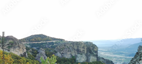 Landscape of the mountains in Greece near meteors.