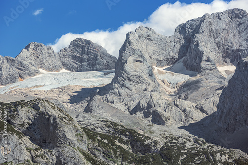 Close up of the Greater and lesser Gosau glacier, seen from the Vorderer Gosausee