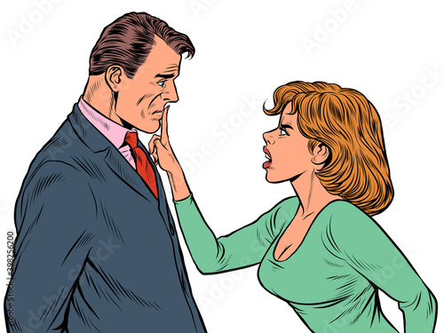 Couple quarreling, woman and man. Husband and wife scandal