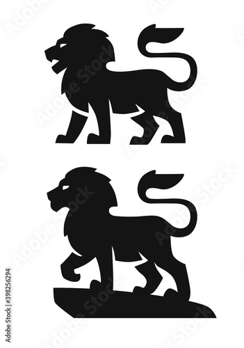 two lion logos on white background
