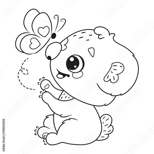 Cute koala with butterfly coloring page