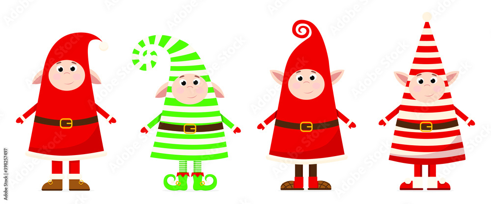 Christmas gnomes in cartoon style. Cute gnomes in Christmas costumes. New Year and Christmas 2021. Vector illustration. Christmas gnomes in cartoon style. Cute gnomes in Christmas costumes. New Year and Christmas 2021. Vector illustration.