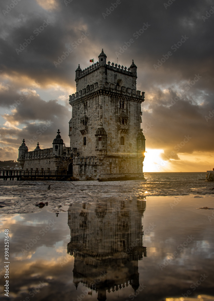 Belem tower, Torre de Belem  - historical gothic style tower and former prison in Belem, Lisbon, Portugal