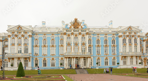 Catherine Palace in Tsarskoye Selo in the rain