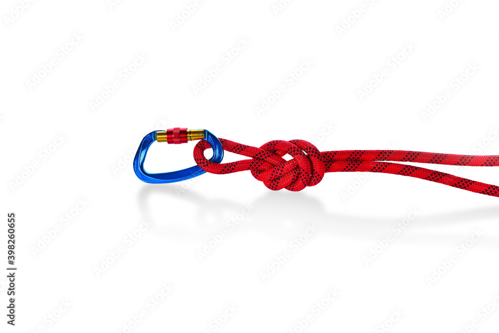 Carabiner D-Shaped in black color isolated on white background Carabiner D-Shaped in black color isolated on white background