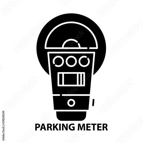 parking meter symbol icon, black vector sign with editable strokes, concept illustration