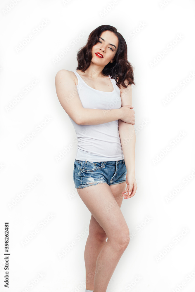 young pretty stylish hipster girl posing emotional isolated on white background happy smiling cool smile, lifestyle people concept young pretty stylish hipster girl posing emotional isolated on white background happy smiling cool smile, lifestyle people concept