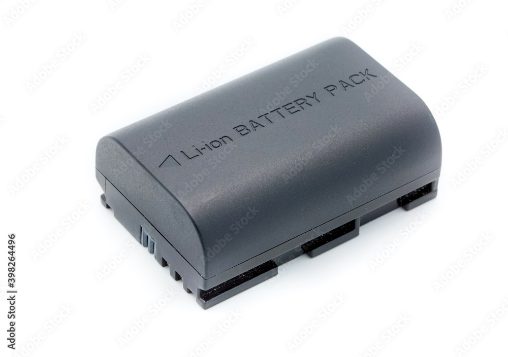 Typical Digital SLR li-ion battery isolated on white background Typical Digital SLR li-ion battery isolated on white background