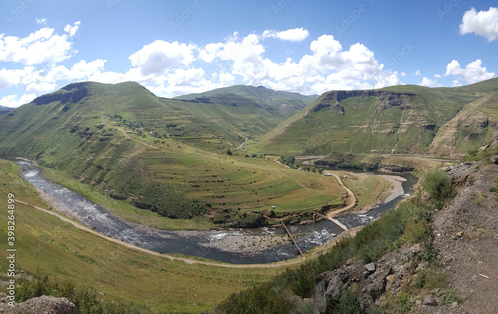 Mountain range scenery in Lesotho
