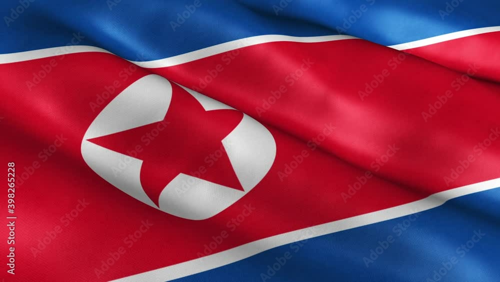 North Korea National Flag Country Banner Waving 3D Loop Animation. North Korea National Flag Country Banner Waving 3D Loop Animation.