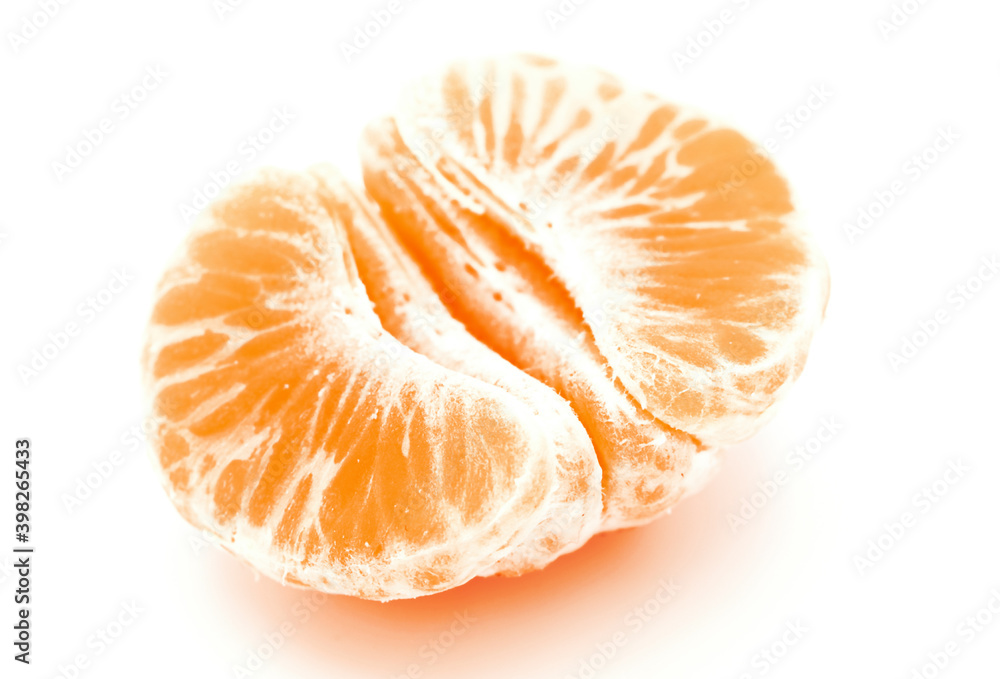 half fresh tangerine or orange fruit isolated on white background with clipping path