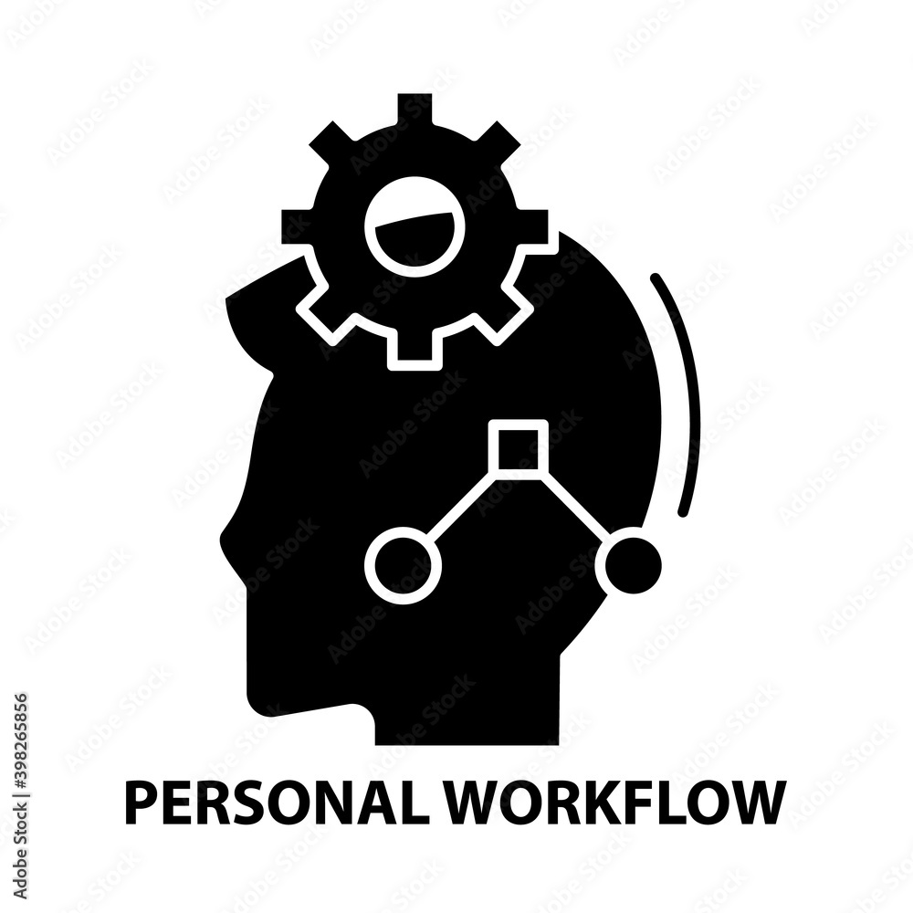 personal workflow icon, black vector sign with editable strokes, concept illustration