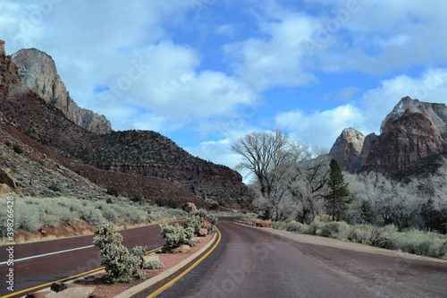 Obraz na płótnie Scenic drive in Zion National Park, Utah w salonie