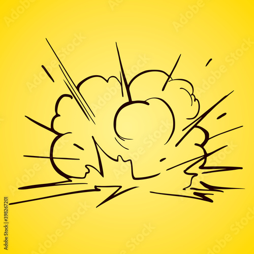 Fotografie The explosion on a yellow background illustration vector