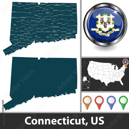 Map of Connecticut, US
