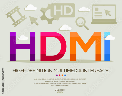 HDMI mean (High-Definition Multimedia Interface) Computer and Internet acronyms ,letters and icons ,Vector illustration.
