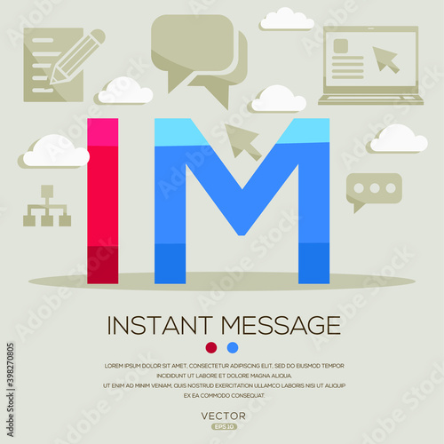 IM mean (Instant Message) Computer and Internet acronyms ,letters and icons ,Vector illustration.
