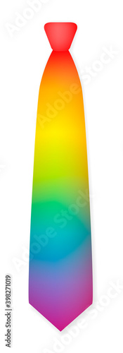 Rainbow colored tie. Gradient color spectrum cravat. Isolated vector illustration on white background.
