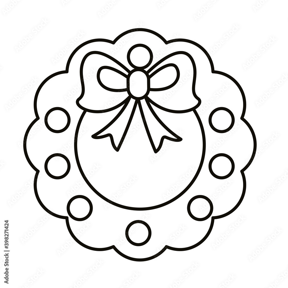 happy merry christmas wreath crown line style icon happy merry christmas wreath crown line style icon