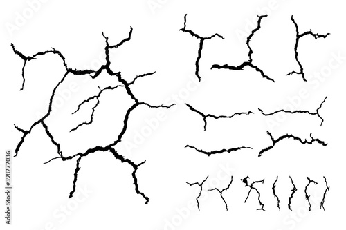 details many lines of crack ground for abstract background on white background
