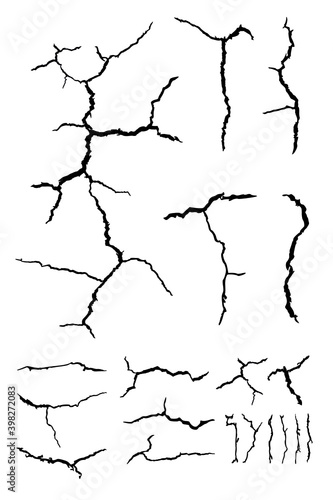 details many lines of crack ground for abstract background on white background
