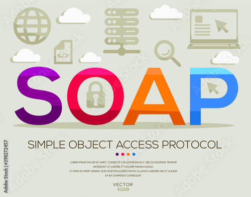 Soap mean (Simple Object Access Protocol) Computer and Internet acronyms ,letters and icons ,Vector illustration.
