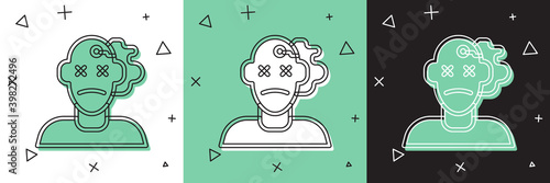 Set Murder icon isolated on white and green, black background. Body, bleeding, corpse, bleeding icon. Concept of crime scene. Vector.