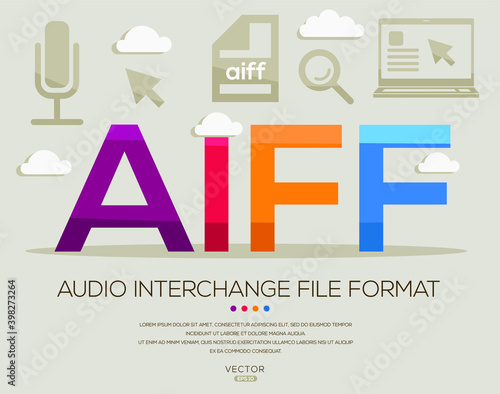 AIFF mean (Audio Interchange File Format) Computer and Internet acronyms ,letters and icons ,Vector illustration.
