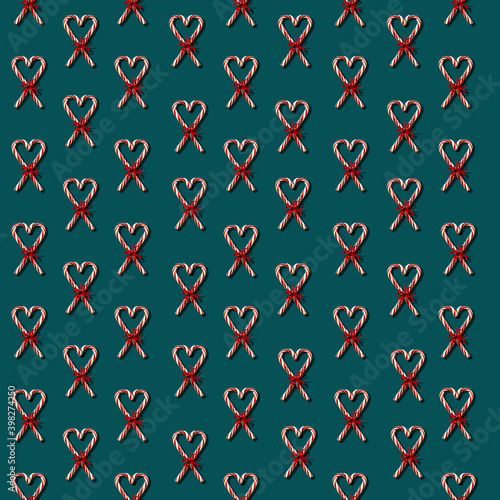 Seamless holiday pattern. Red candy hearts