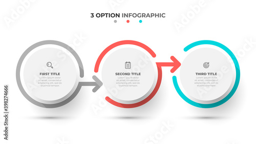 Vector infographic circle design with arrows template. Business concept with 3 options or steps.
