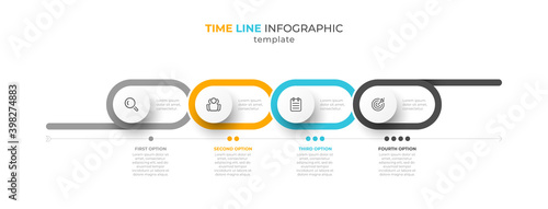 Timeline infographic design with 4 options or steps. Can be used for business concept layout, brochure, info chart, web design.