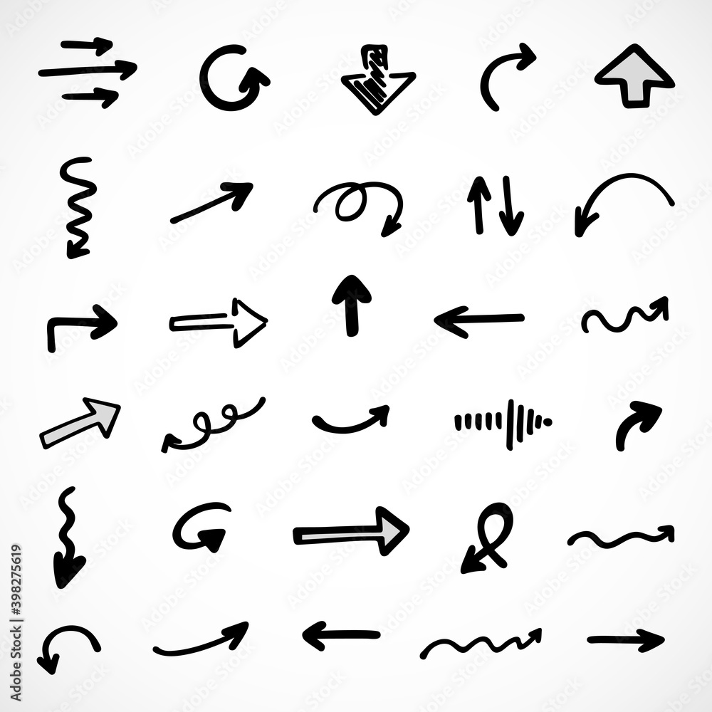 Vector set of hand-drawn arrows, elements for presentation Vector set of hand-drawn arrows, elements for presentation