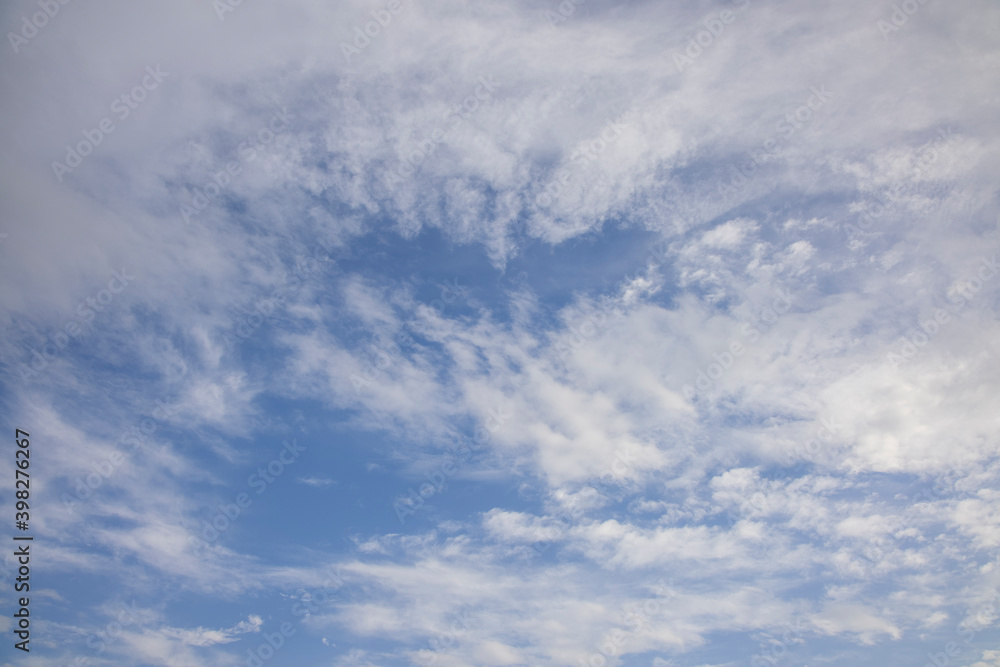 beautiful fluffy clouds and blue sky