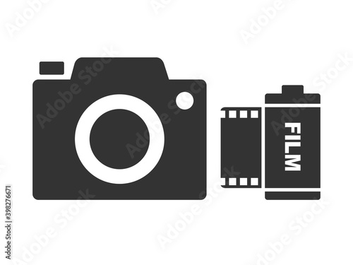 カメラと写真フィルムのアイコンイラスト