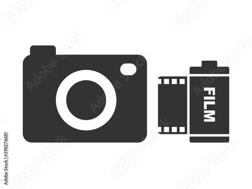 カメラと写真フィルムのアイコンイラスト