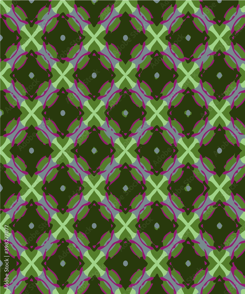 Fototapeta premium green rhomboid pattern with red circles