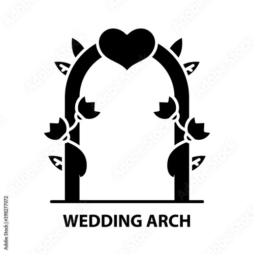 wedding arch icon, black vector sign with editable strokes, concept illustration