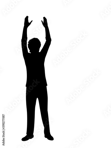 Silhouette man with your hands up