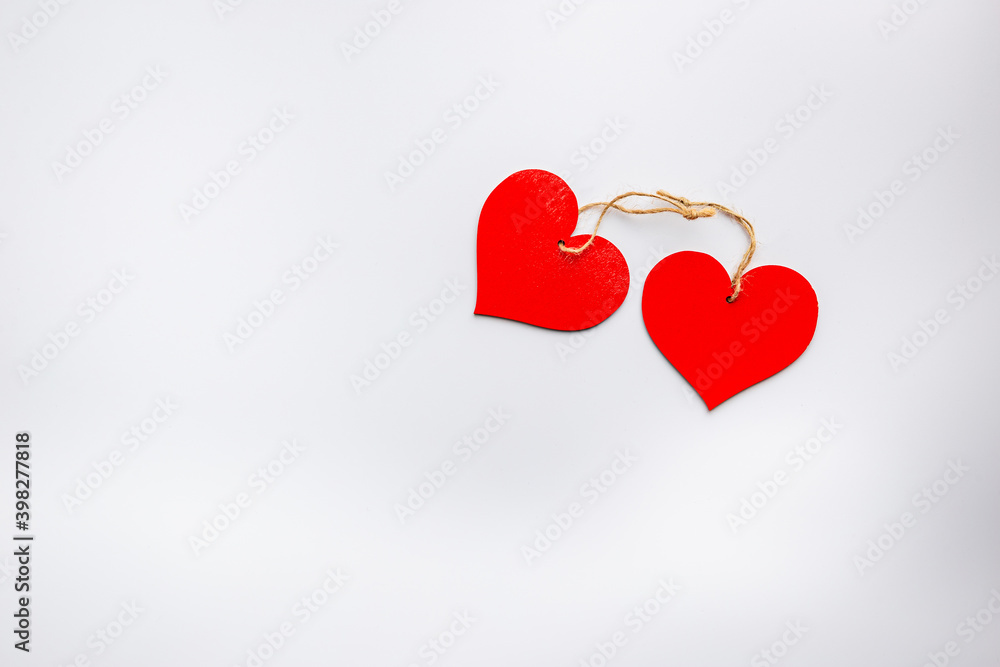 Red Heart shapes on abstract white background. Love concept for valentines day. Red Heart shapes on abstract white background. Love concept for valentines day.