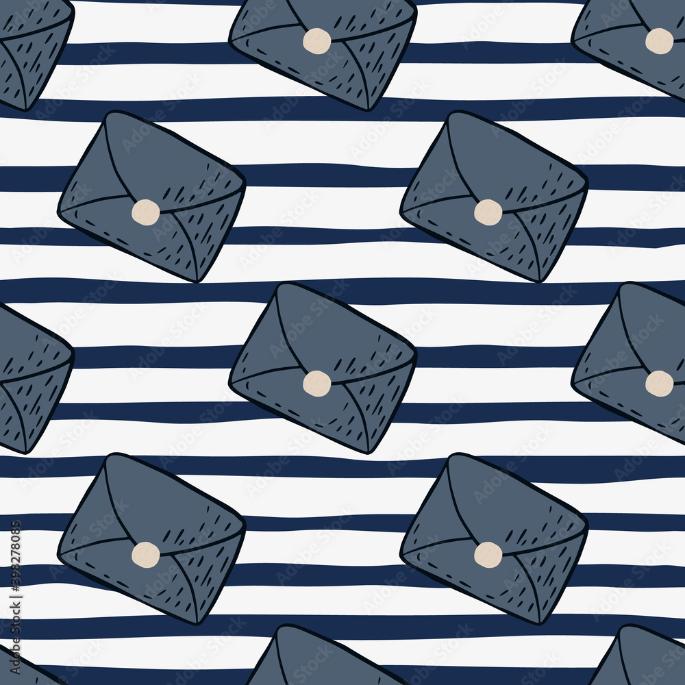 Vintage envelope seamless pattern with paper mails. Navy blue letters ...
