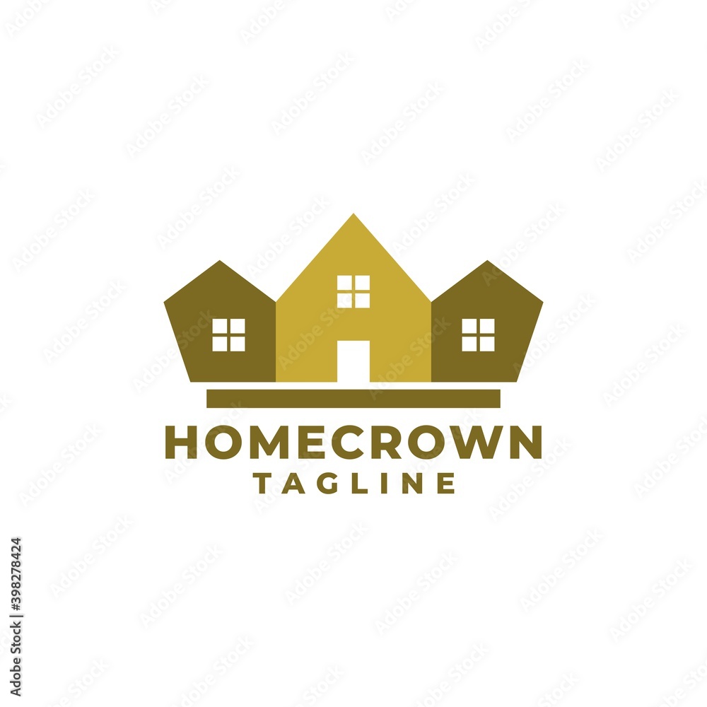 home and crown logo good for real estate company. simple house shape illustration.