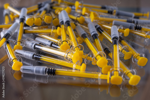 Large group of vaccine syringes © psousa5
