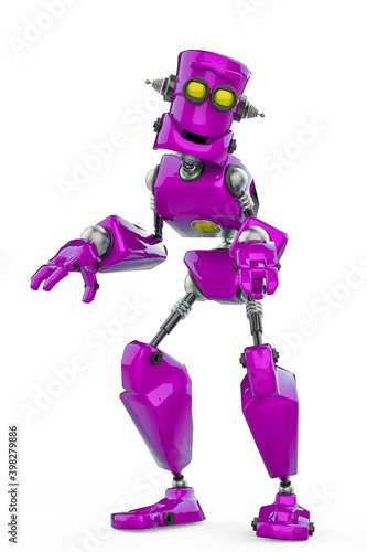 funny robot cartoon doing a monster pose in a white background