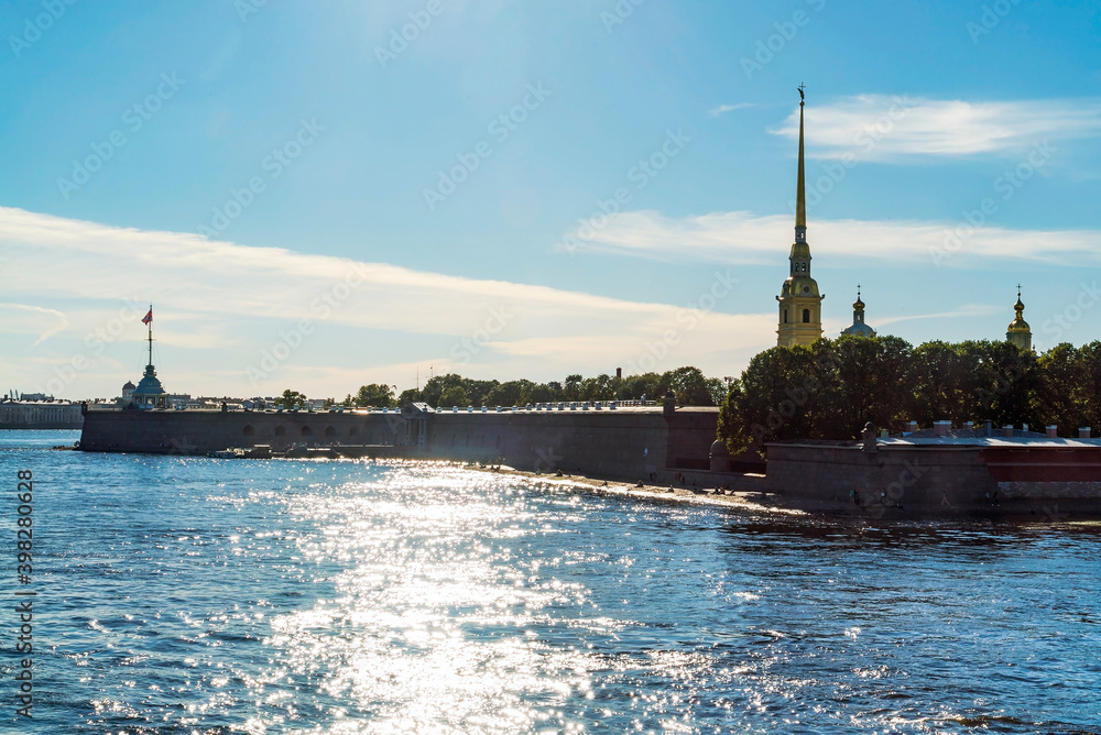 Fototapeta premium View of the Neva river from the Trinity bridge. Saint Petersburg.