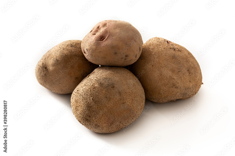 Raw potatoes isolated on white background Raw potatoes isolated on white background