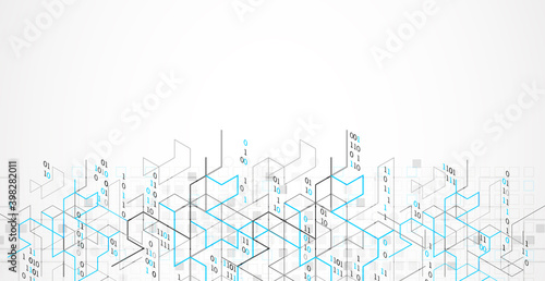 Vector illustration. Digital binary technology and engineering background.