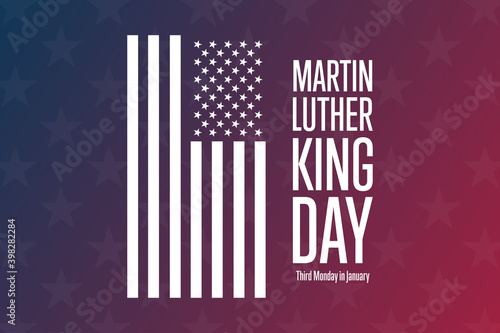 Martin Luther King Jr. Day. MLK. Third Monday in January. Holiday concept. Template for background, banner, card, poster with text inscription. Vector EPS10 illustration.