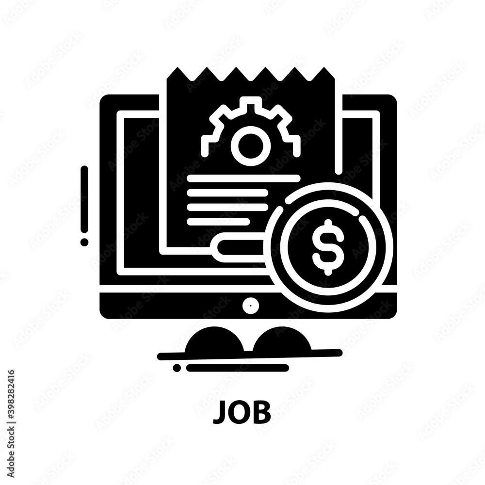 job icon, black vector sign with editable strokes, concept illustration job icon, black vector sign with editable strokes, concept illustration