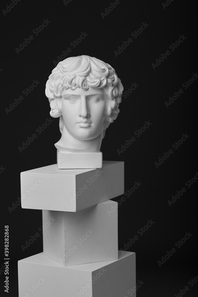 Fotografie The plaster head of Antinous stands on rectangular figures